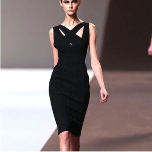 Elie Saab Runway RTW ready-to-wear mini dress bodycon black 38